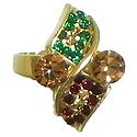 Green and Maroon Stone Studded Adjustable Ring