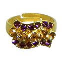 Purple and Brown Stone Studded Adjustable Ring