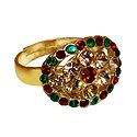 Green, Red, Yellow Stone Studded Adjustable Ring