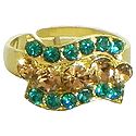 Dark Cyan Blue and Light Brown Stone Studded Adjustable Ring