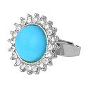 White and Cyan Blue Stone Setting Metal Ring