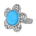 White and Cyan Blue Stone Setting Metal Ring