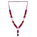 Magenta and Golden Color Satin Ribbon Garland with Beads