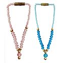 Set of 2 Blue and Pink Beaded Small Garlands for Deity