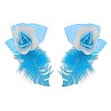 Set of 2 Blue Flower Hair Clip with Feather