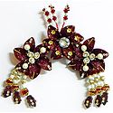 Maroon Flower Head Piece with Beads and Stone