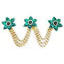 Cyan Green and White Stone Studded Metal Jewelry for Hair