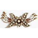 White Stone Studded Brown Acrylic Flower Head Piece with Beads 