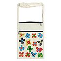 Colorful Flower Applique on Shoulder Bag with Two Zipped Pocket