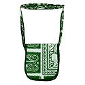 Green Print on Off-White Cotton Shoulder Bag with One Open Pocket