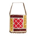 Sequined, Beaded Jute Bag with Two Zipped and One Open Pocket