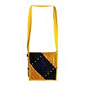 Patchwork and Mirror Work Shoulder Bag with One Zipped Pocket and One Open Pocket