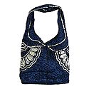 Dark Blue Satin Bag with Bead and Sequin Work