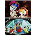 Radha Krishna and Devi Durga - Set of 2 Posters