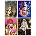 Lord Shiva and Shirdi Saibaba - Set of 4 Posters