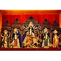 Durga with Her Children Slaying Mahishasura