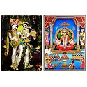 Radha Krishna and Santoshi Mata - Set of 2 Glitter Posters