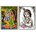 Radha Krishna and Krishna - Set of 2 Posters