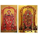 Lord Venkateshwara - Set of 2 Golden Metallic Paper Poster