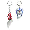 Set of 2 Key Ring with Doraemon and White Parrot