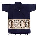 Dark Blue Half Sleeve Short Kurta with Baluchari Weave Design