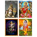 Shiva, Vaishno Devi, Krishna, Ganesha - Set of 4 Posters