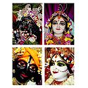 Set of 4 Radha Krishna Photo Print