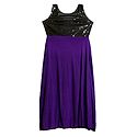 Purple Lycra with Black Sequin Work Gown