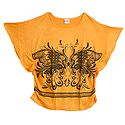 Black Butterfly Print on Yellow Designer Top