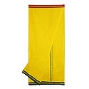 Yellow Plain Cotton Lungi with Green and Red Border