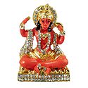 Stone Studded Saffron Hanuman - For Car Dashboard