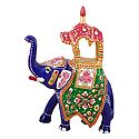 White Metal Multicolor Royal Elephant With Howdah