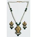 White and Green Bead and Stone Studded Necklace