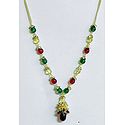 Green,Red and White Bead Necklace with Earrings