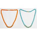 Saffron and Cyan Blue Crystal Bead Necklace