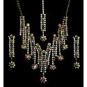Multicolor Stone Studded Necklace, Earrings and Mang TIka