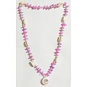 Painted Shell Necklace in Pink with White Cowrie