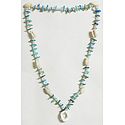 Painted Shell Necklace in Cyan with White Cowrie