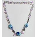 Mauve and Blue Stone Bead Tibetan Necklace