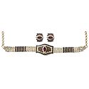 Faux Zirconia and Garnet Studded Choker and Earrings