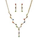 Multicolor Stone Studded Necklace and Earrings