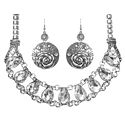 Faux Zirconia Studded Necklace and Earrings