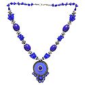 Blue and Mauve Stone Bead Tibetan Necklace