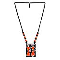 Adjustable Necklace with Hand Painted Baul Singers on Cardboard Pendant