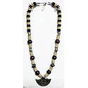 Off-White and Dark Brown Wheel Bead Necklace 