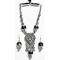 Metal Necklace with Heart Pendant and Earrings