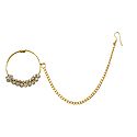 Kundan with Cubic Zirconia Non Piercing Nose Ring with Chain