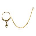 Kundan with Cubic Zirconia Non Piercing Nose Ring with Chain