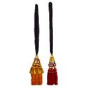 Set of 2 Parandi - For Hair Braids with Red and Yellow Tassels