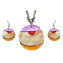 Lacquered Shell Pendant Set in Multicolor 